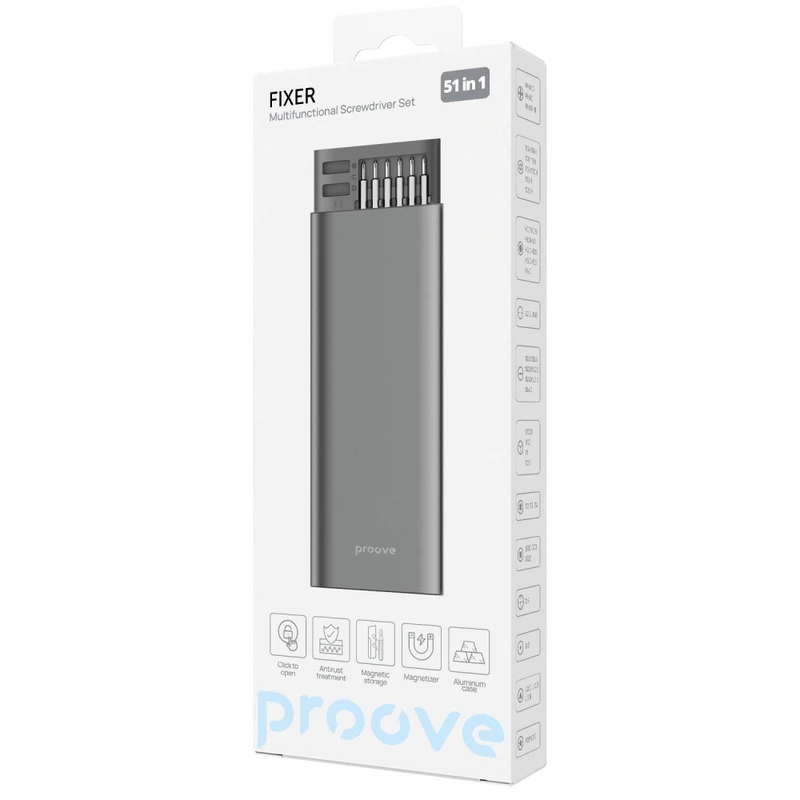 Багатофункціональний набір викруток Proove Fixer 51in1 gray