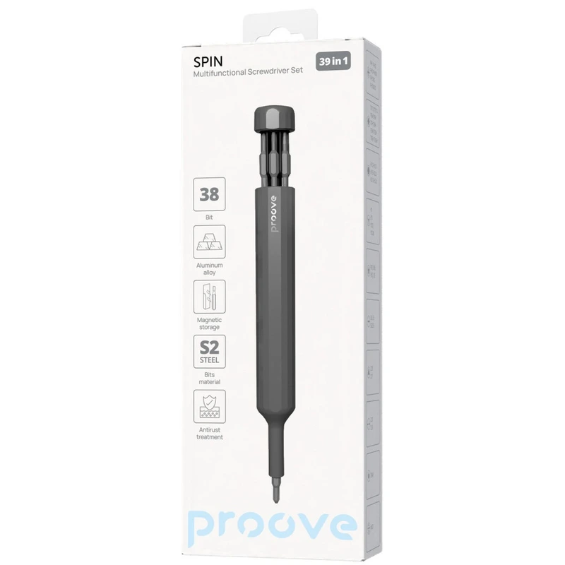 Багатофункціональний набір викруток Proove Spin 39in1 gray