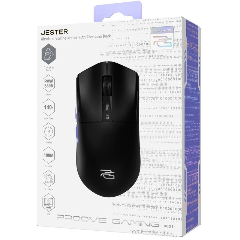 Бездротова ігрова миша Proove Gaming Jester 8K with Charging Dock black/purple