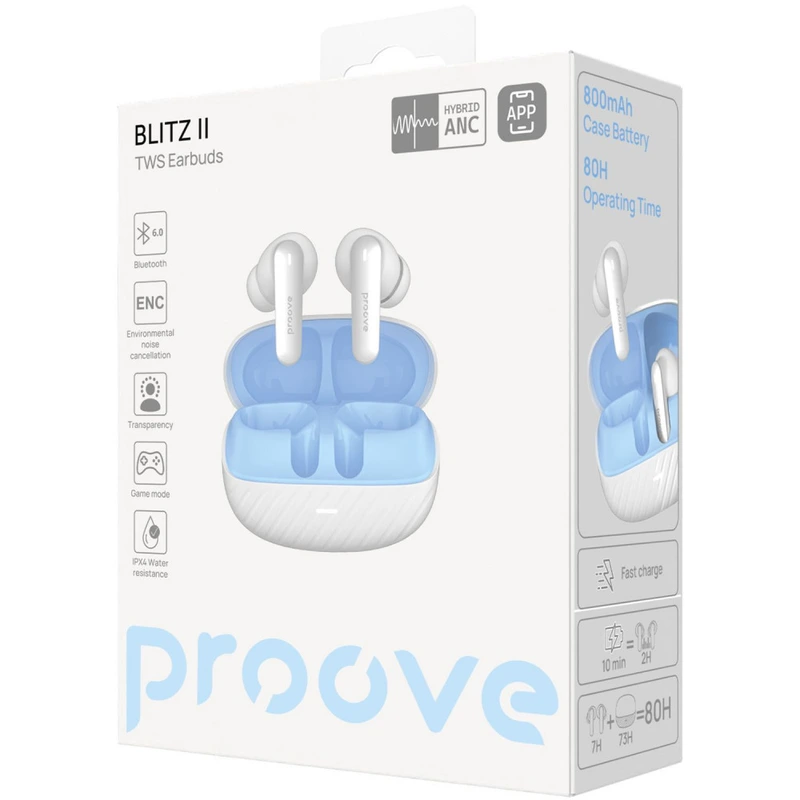Бездротові навушники Proove Blitz II TWS with Hybrid ANC (APP) black matte