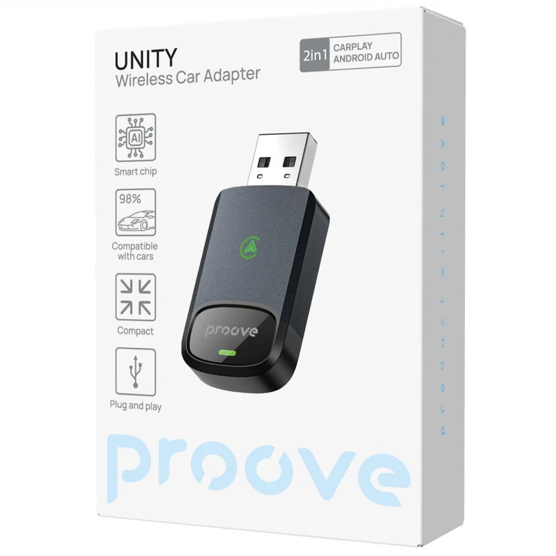 Бездротовий адаптер Proove Unity 2in1 (CarPlay / Android Auto) gray