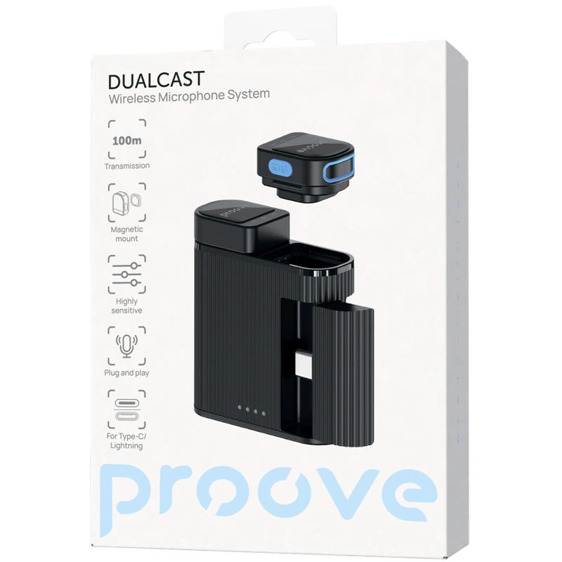 Бездротовий петличний мікрофон Proove DualCast black