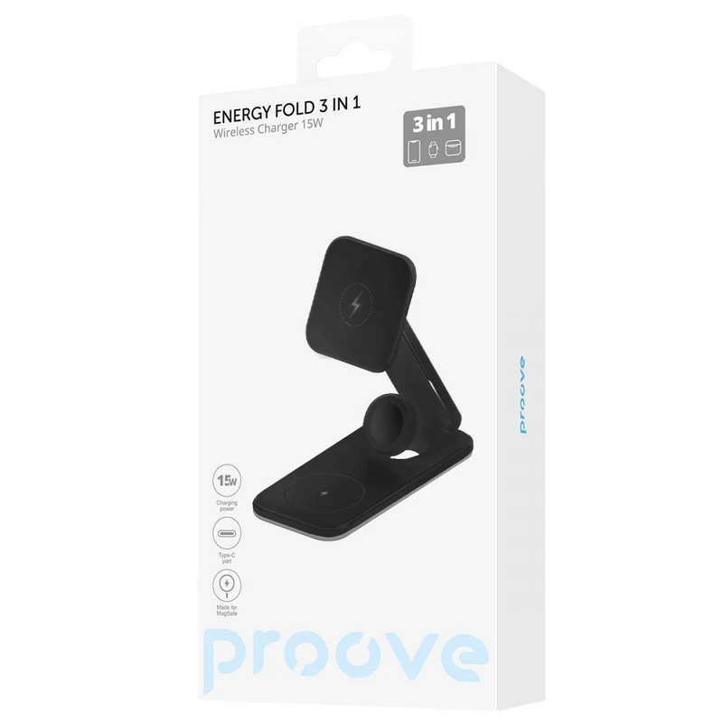Бездротовий ЗП Proove Energy Fold 3 in 1 black