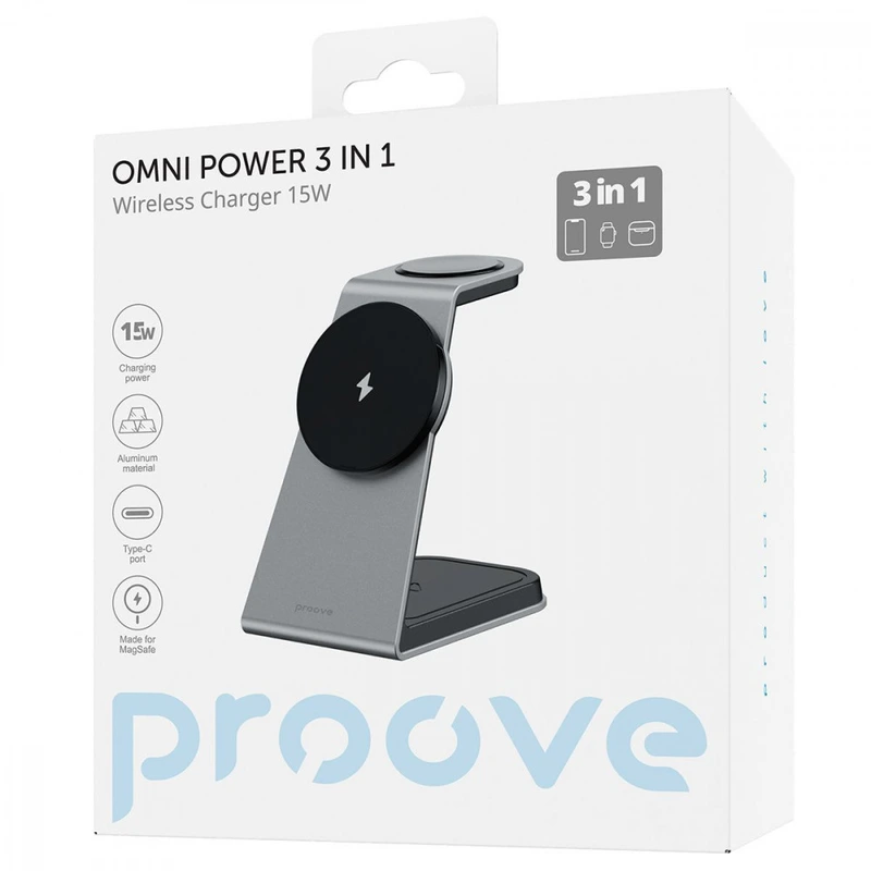Бездротовий ЗП Proove Omni Power 3 in 1 white