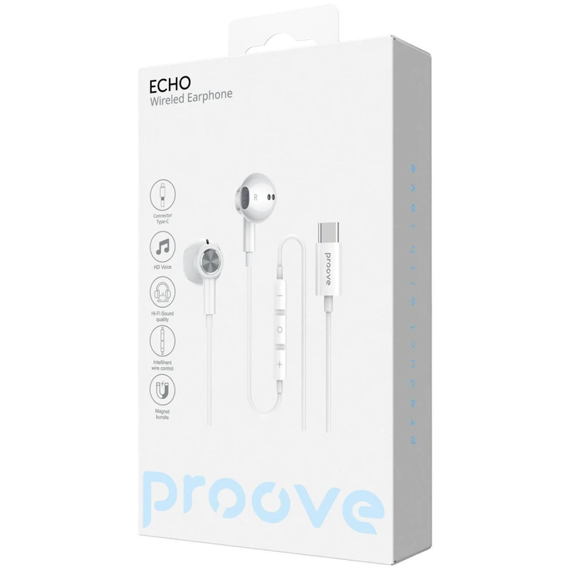 Дротові навушники Proove Echo (Type-C) white
