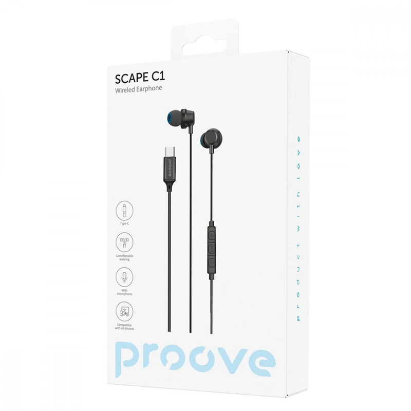 Дротові навушники Proove Scape C1 (Type-C) black