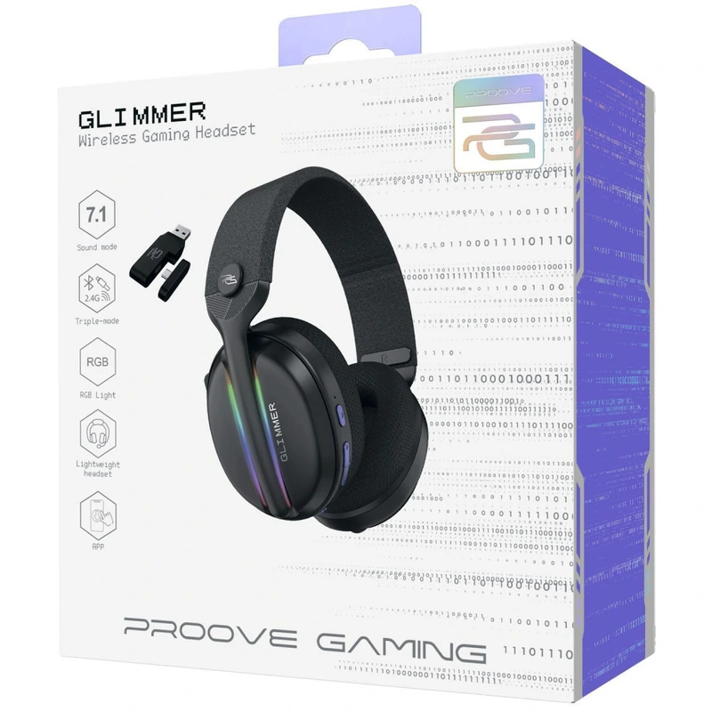 Бездротова ігрова гарнітура Proove Gaming Glimmer (APP) white/purple