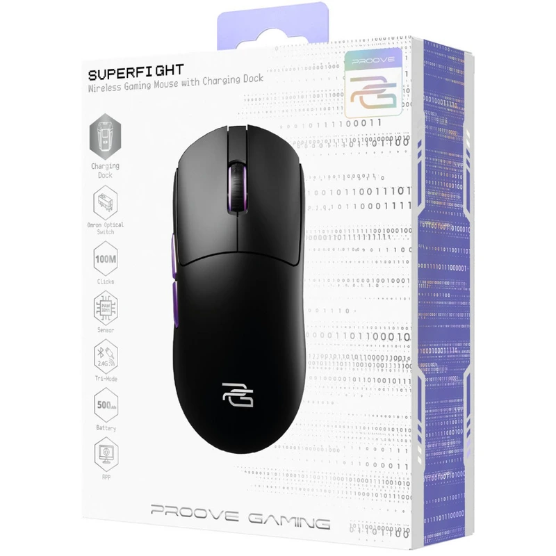 Бездротова ігрова миша Proove Gaming Superfight Wireless with charging dock black/purple