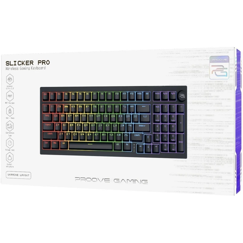 Бездротова клавіатура Proove Gaming Slicker Pro (Ukraine Layout) white/purple