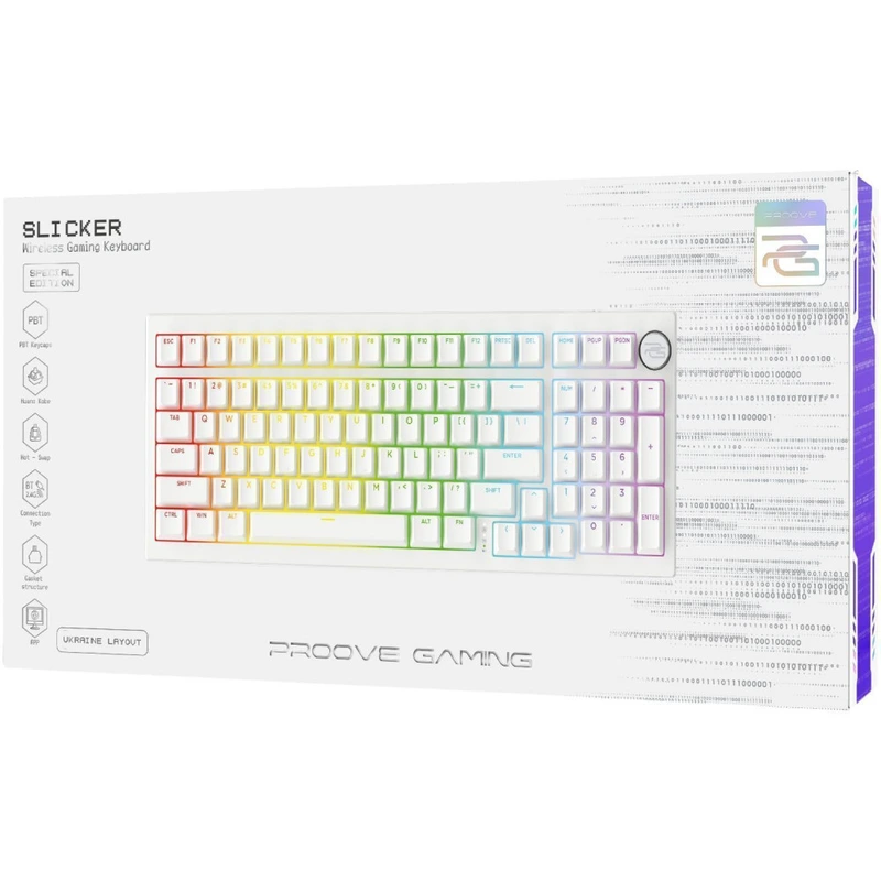 Бездротова клавіатура Proove Gaming Slicker Special Edition (Ukraine Layout) white/purple