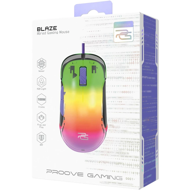 Дротова ігрова миша Proove Gaming Blaze white/purple