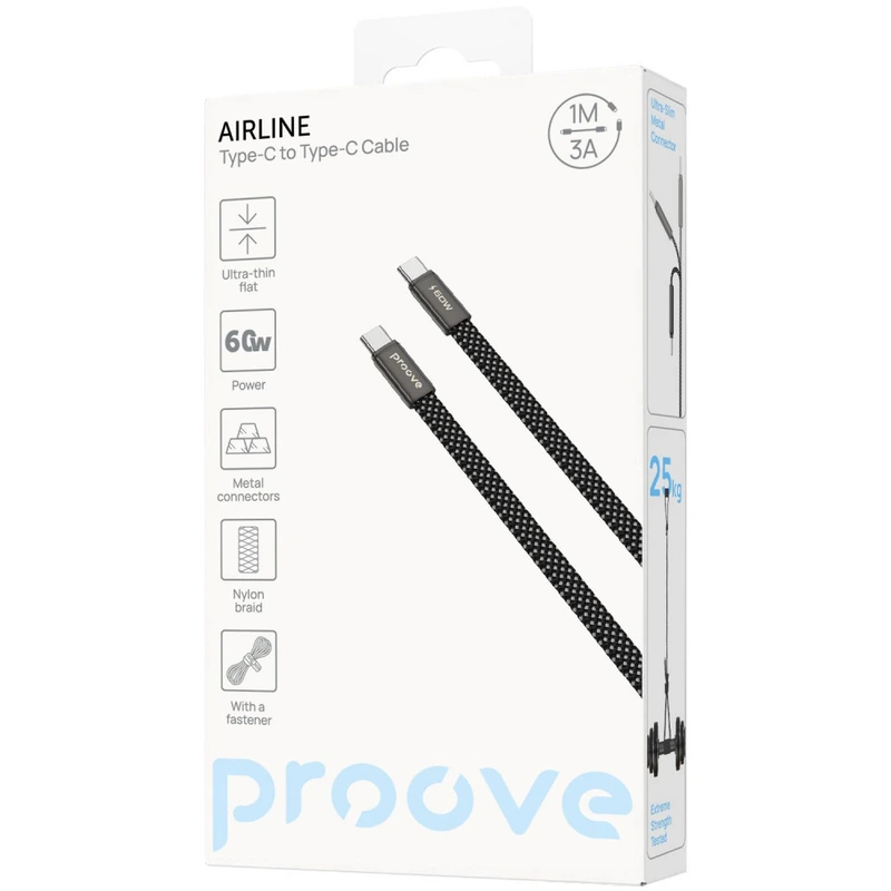 Кабель Proove AirLine Type-C to Type-C 60W (1m) black