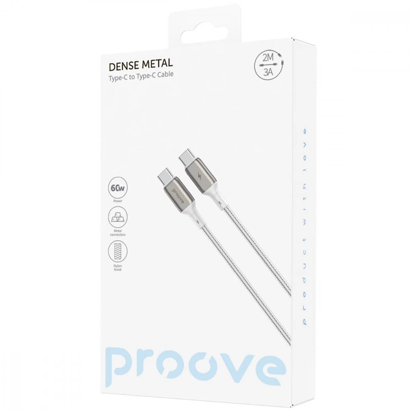 Кабель Proove Dense Metal Type-C to Type-C 60W (2m) black