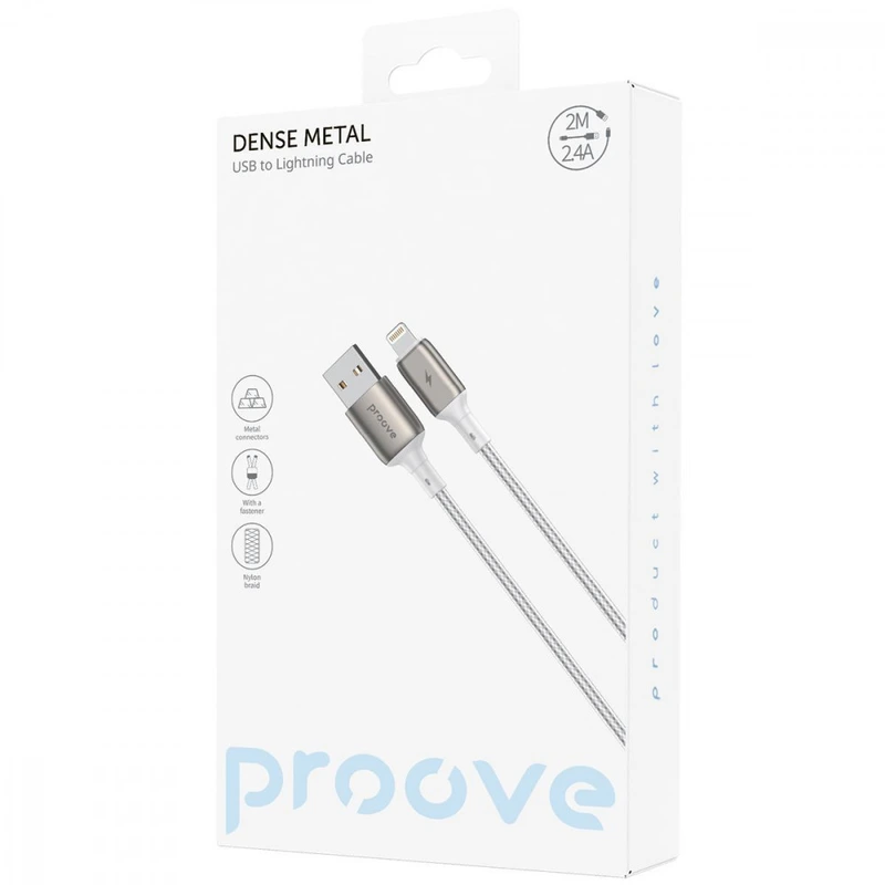 Кабель Proove Dense Metal USB to Lightning 2.4A (2m) black