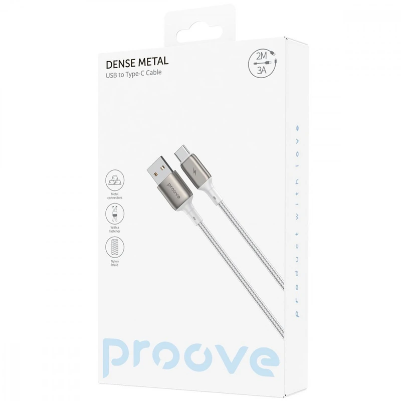 Кабель Proove Dense Metal USB to Type-C 3A (2m) black