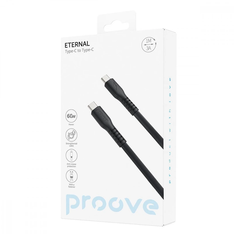 Кабель Proove Eternal Type-C to Type-C 60W (1m) light blue