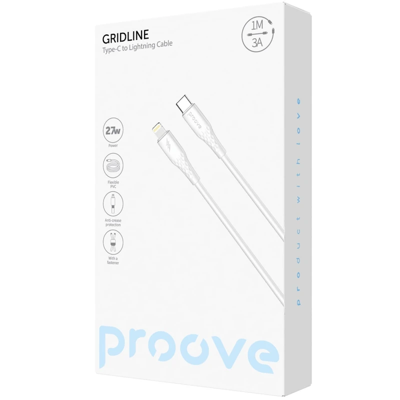 Кабель Proove GridLine Type-C to Lightning 27W (1m) white