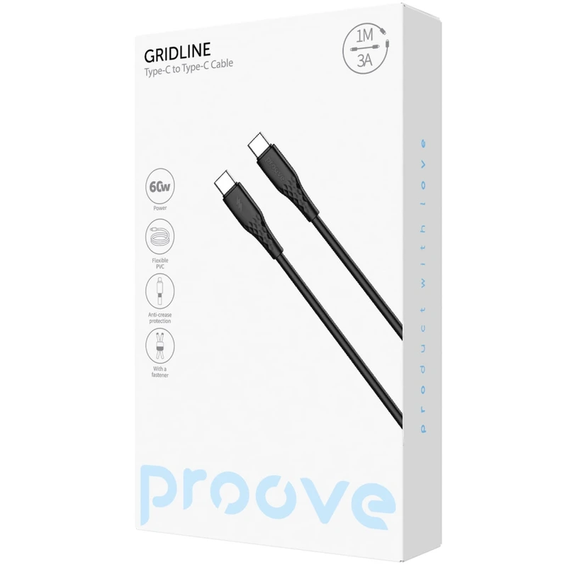 Кабель Proove GridLine Type-C to Type-C 60W (1m) white