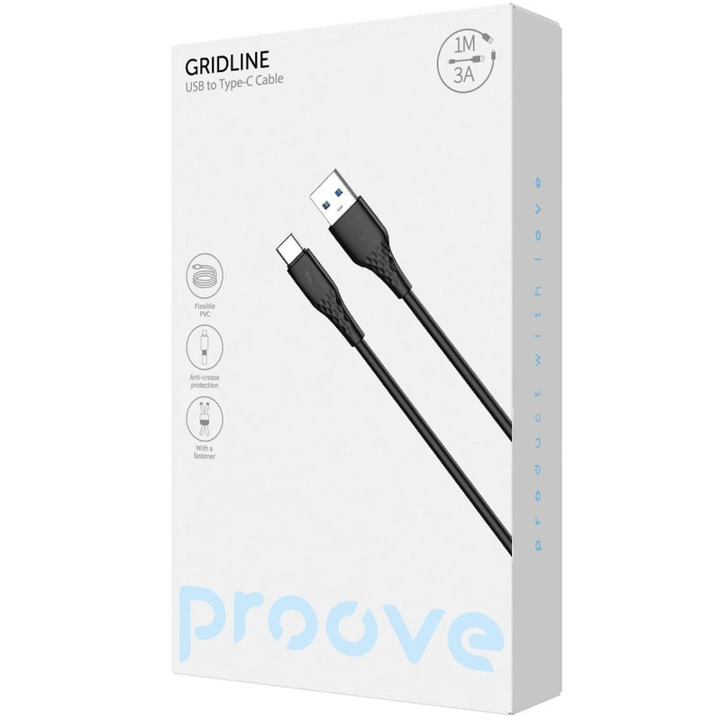 Кабель Proove GridLine USB to Type-C 3A (1m) white