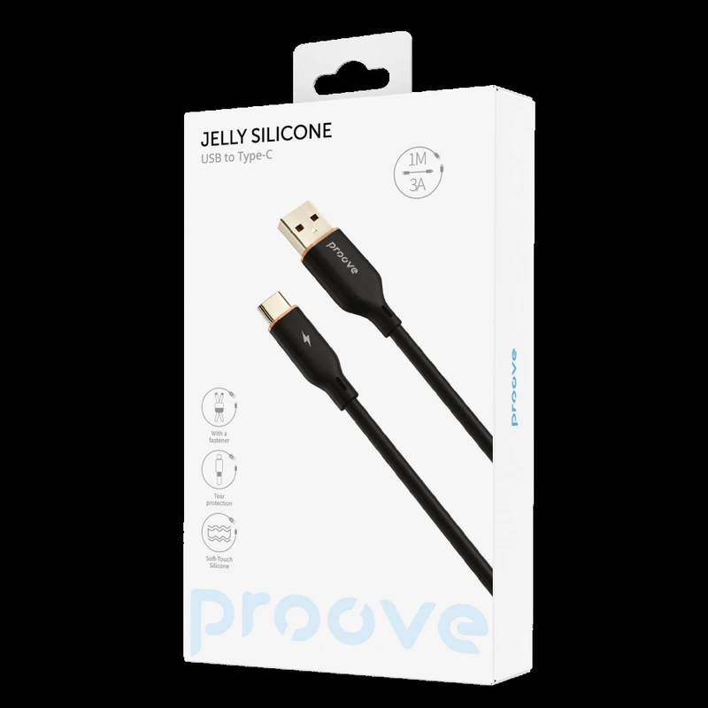 Кабель Proove Jelly Silicone USB to Type-C 3A (1m) black