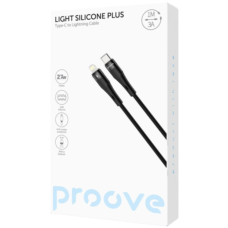 Кабель Proove Light Silicone Plus Type-C to Lightning 27W (1m) black