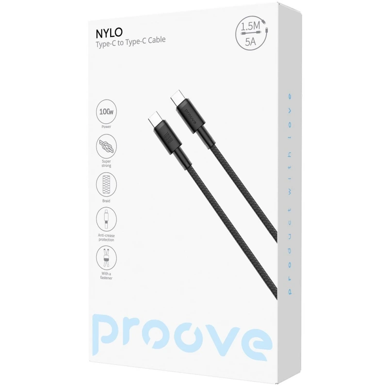 Кабель Proove Nylo Type-C to Type-C 100W (1.5m) white