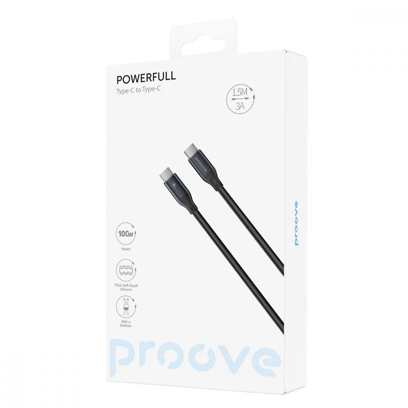 Кабель Proove PowerFull Type-C to Type-C 100W (1.5m) black
