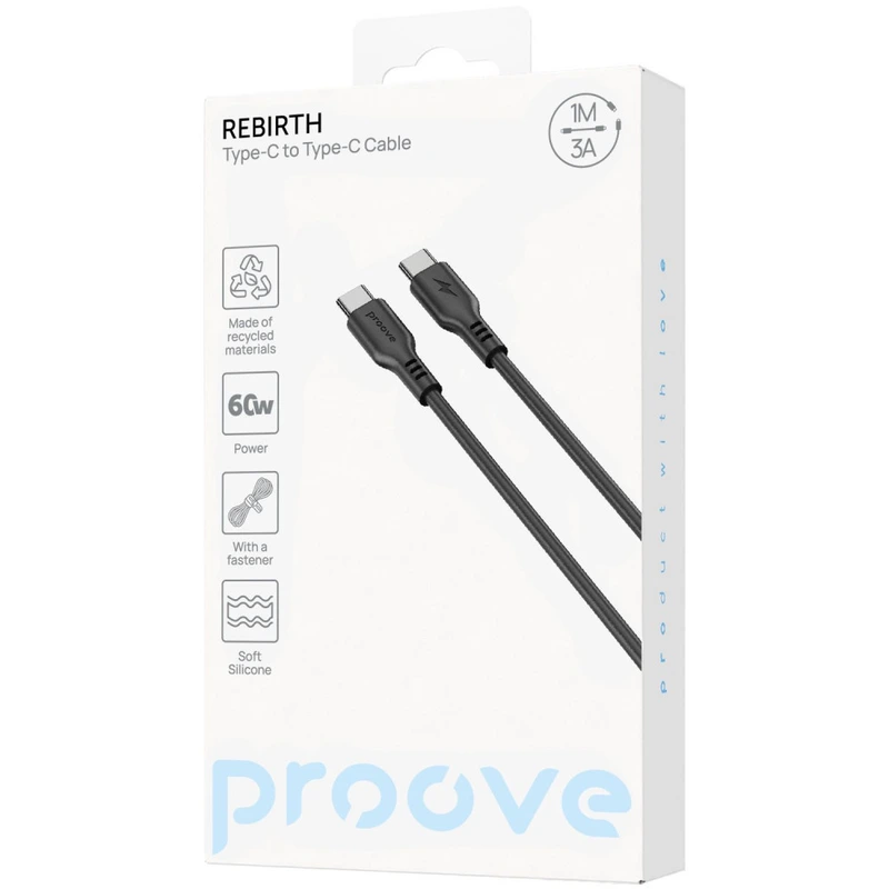 Кабель Proove Rebirth Type-C to Type-С 60W (1m) green