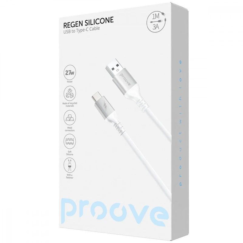 Кабель Proove ReGen Silicone USB to Type-C 3A (1m) black