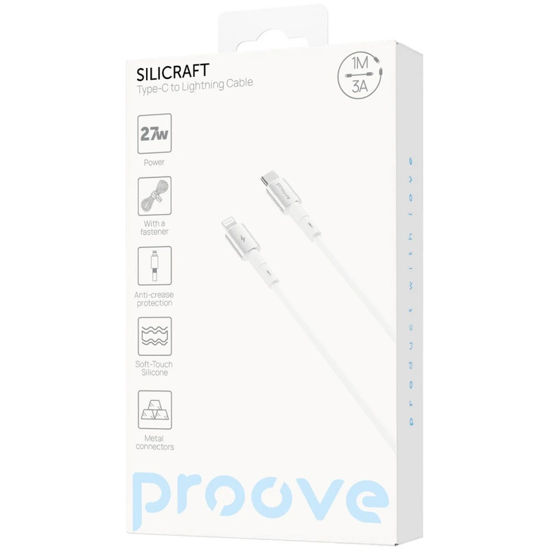 Кабель Proove Silicraft Type-C to Lightning 27W (1m) white