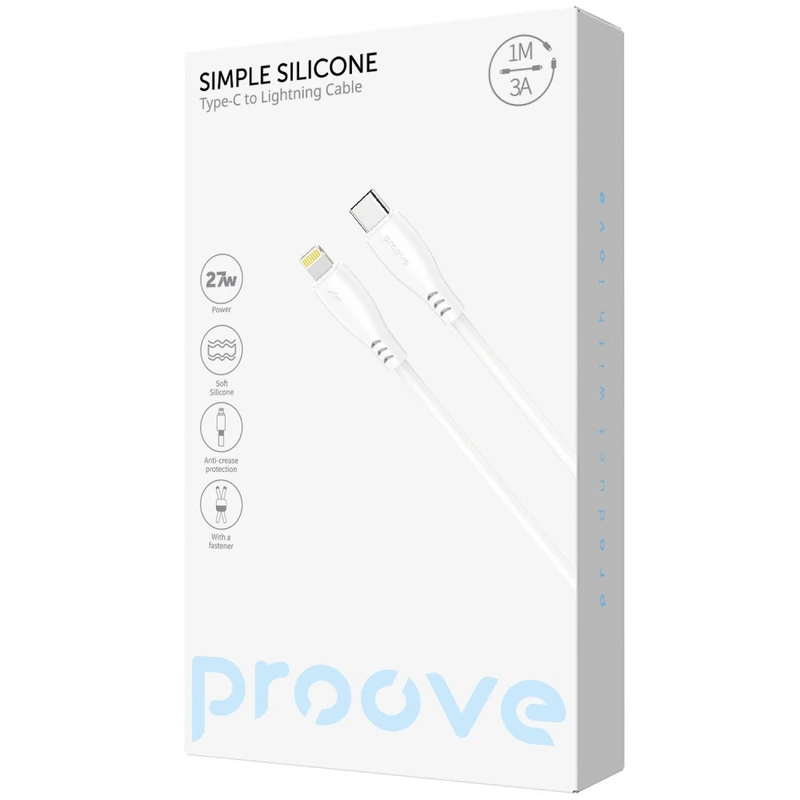 Кабель Proove Simple Silicone Type-C to Lightning 27W (1m) white