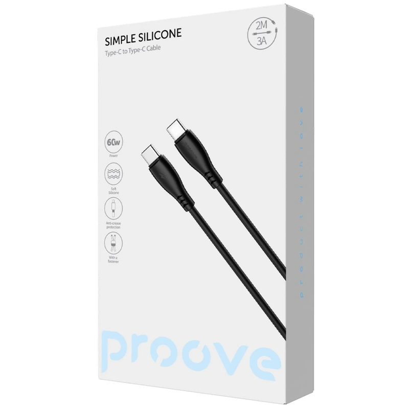 Кабель Proove Simple Silicone Type-C to Type-C 60W (2m) black