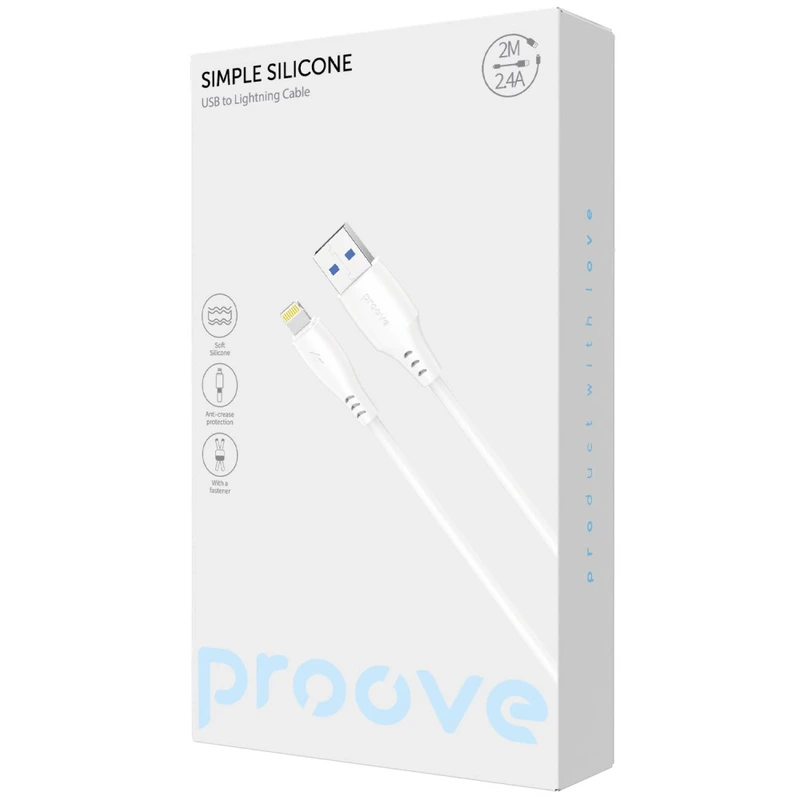 Кабель Proove Simple Silicone USB to Lightning 2.4A (2m) white