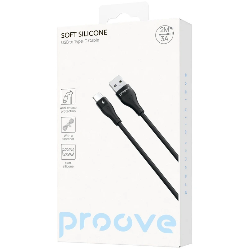 Кабель Proove Soft Silicone USB to Type-C 3A (2m) white