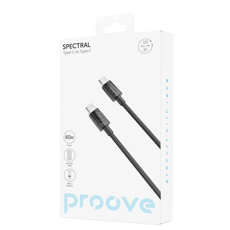 Кабель Proove Spectral Type-C to Type-C 60W (1m) pink