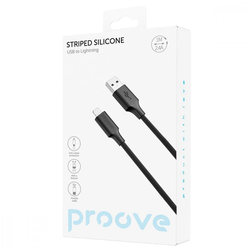 Кабель Proove Striped Silicone USB to Lightning (1m) white