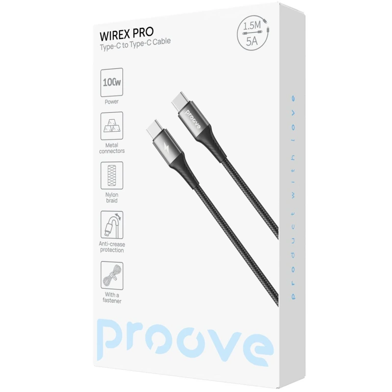 Кабель Proove WireX Type-C to Type-C 60W (2m) black