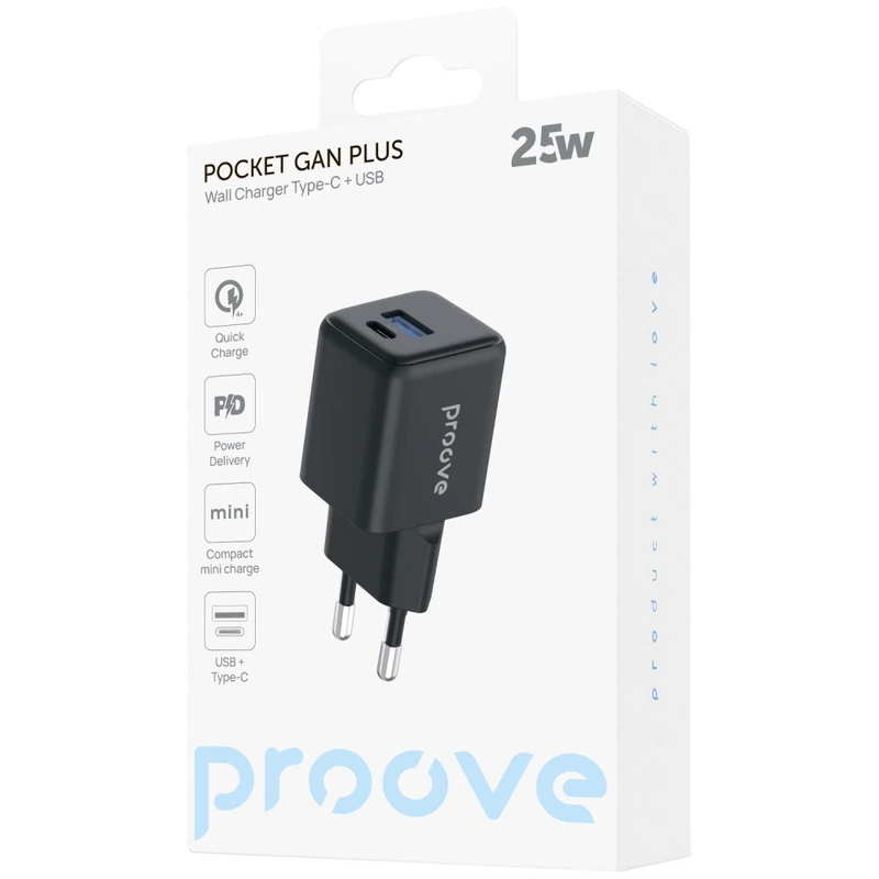 МЗП Proove Pocket GaN Plus 25W (Type-C + USB) black