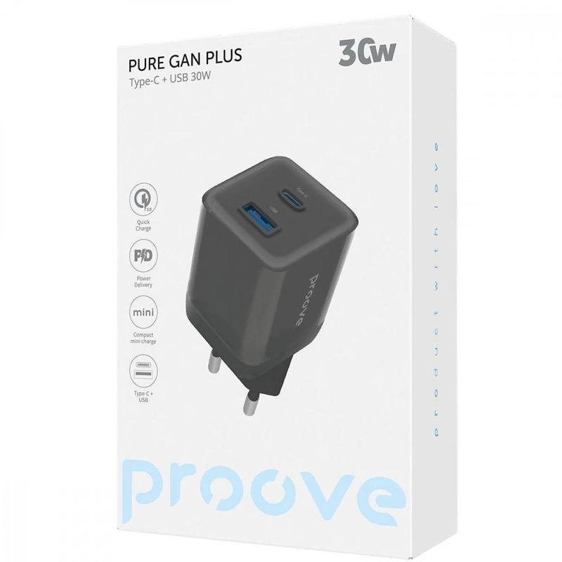 МЗП Proove Pure GaN Plus 30W (Type-C + USB) black