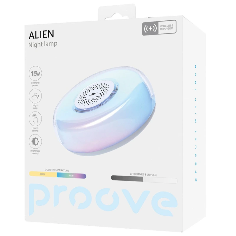Нічник з Бездротовою Зарядкою Proove Alien white