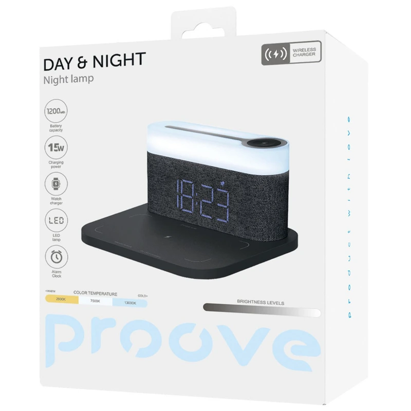 Нічник з Бездротовою Зарядкою Proove Day & Night dark gray