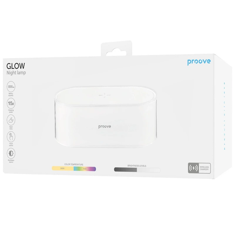 Нічник з Бездротовою Зарядкою Proove Glow 1200mAh white