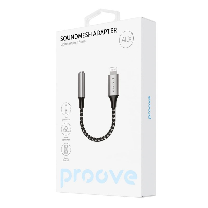 Перехідник AUX Proove SoundMesh Lightning to 3.5mm gray