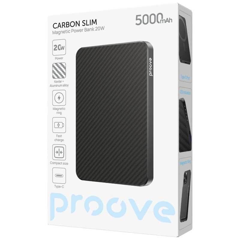 Портативна Батарея Proove Carbon Slim 20W 5000mAh black
