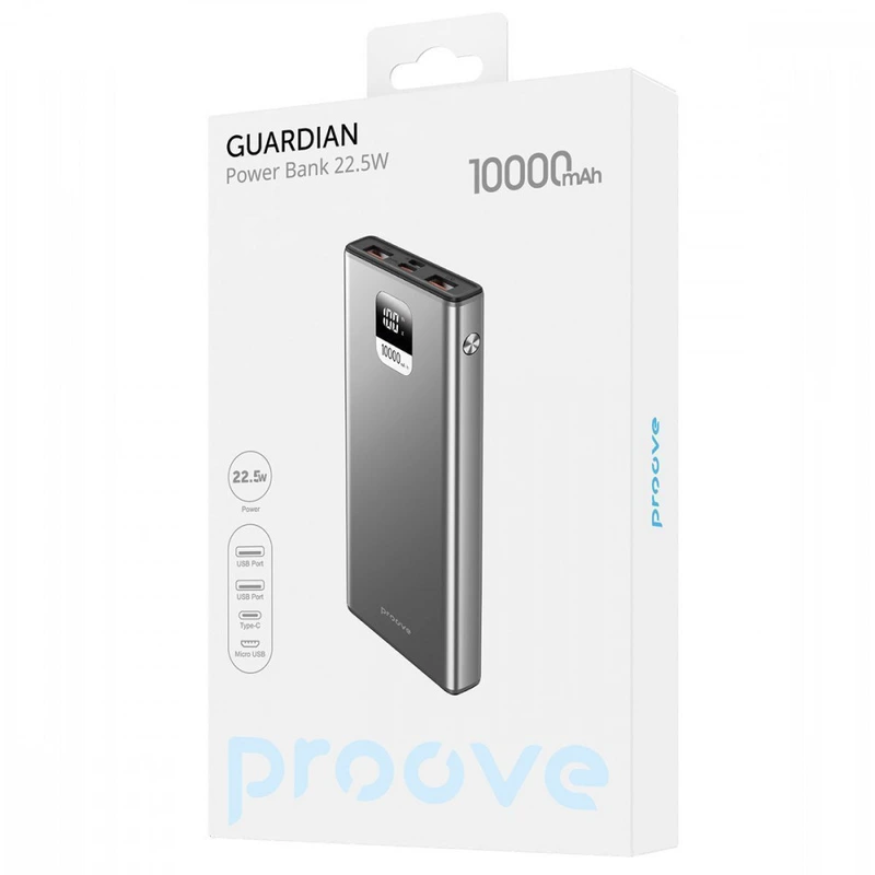 Портативна Батарея Proove Guardian 22.5W 10000mAh metal gray