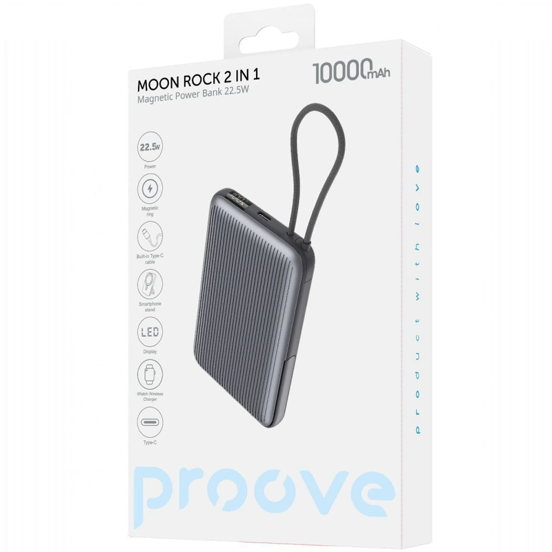 Портативна Батарея Proove Moon Rock 2 in 1 22.5W 10000mAh gray