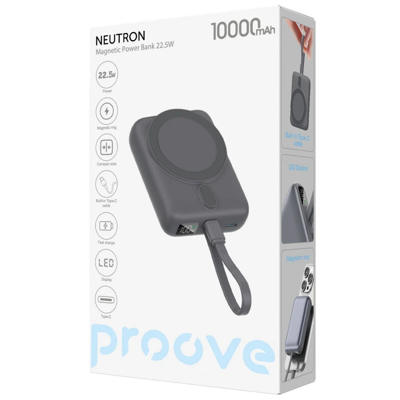 Портативна Батарея Proove Neutron 22.5W 10000mAh gray