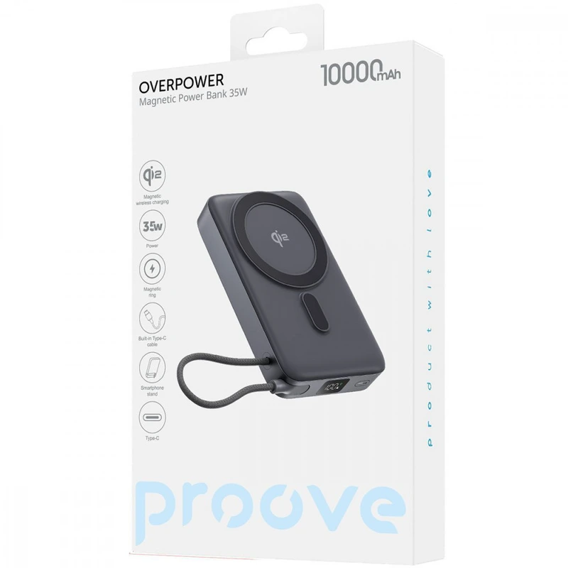 Портативна Батарея Proove OverPower 35W 10000mAh Qi2 gray