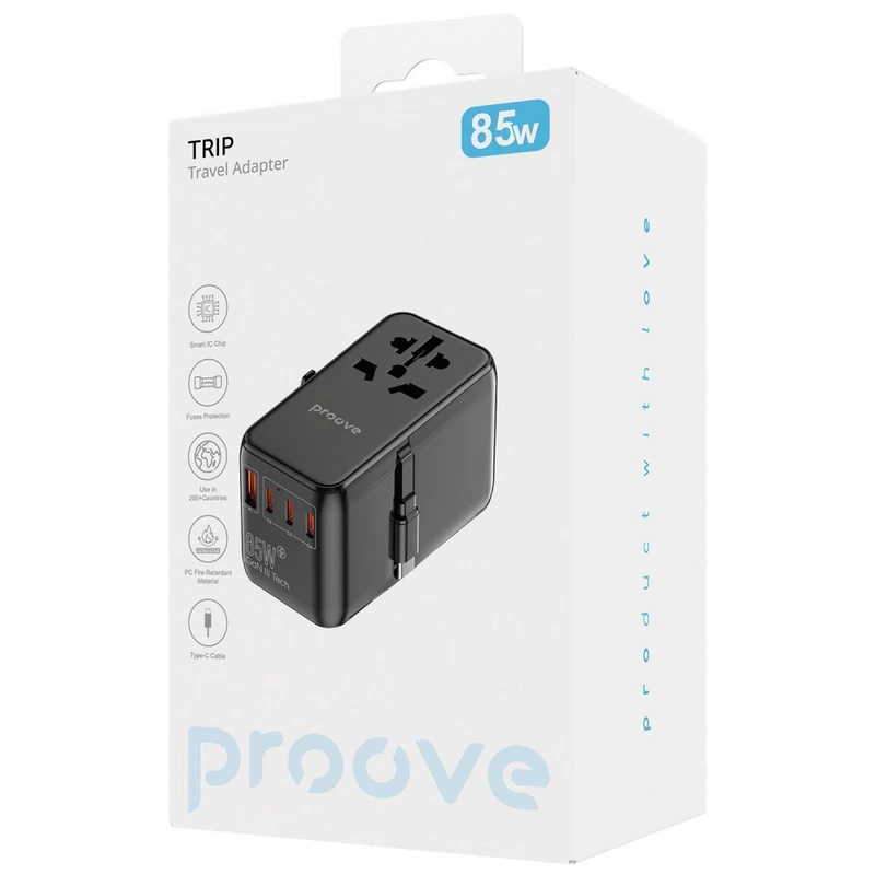 Універсальний адаптер Proove Trip 85W black