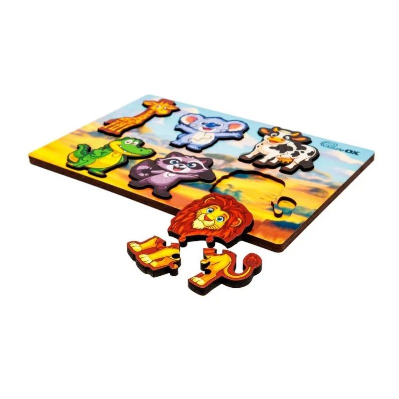 Дерев'яний пазл-вкладиш "Розумний світ: Дикі тварини" Puz-88750 А5, 18 елементів